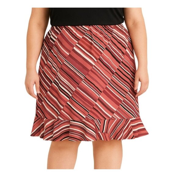Notations Dresses & Skirts - Notations Womens Elastic Waist Striped Ruffle Hem Lightweight Skirt Size 2X